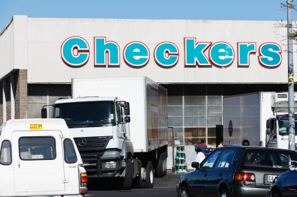 delivery truck outside Checkers